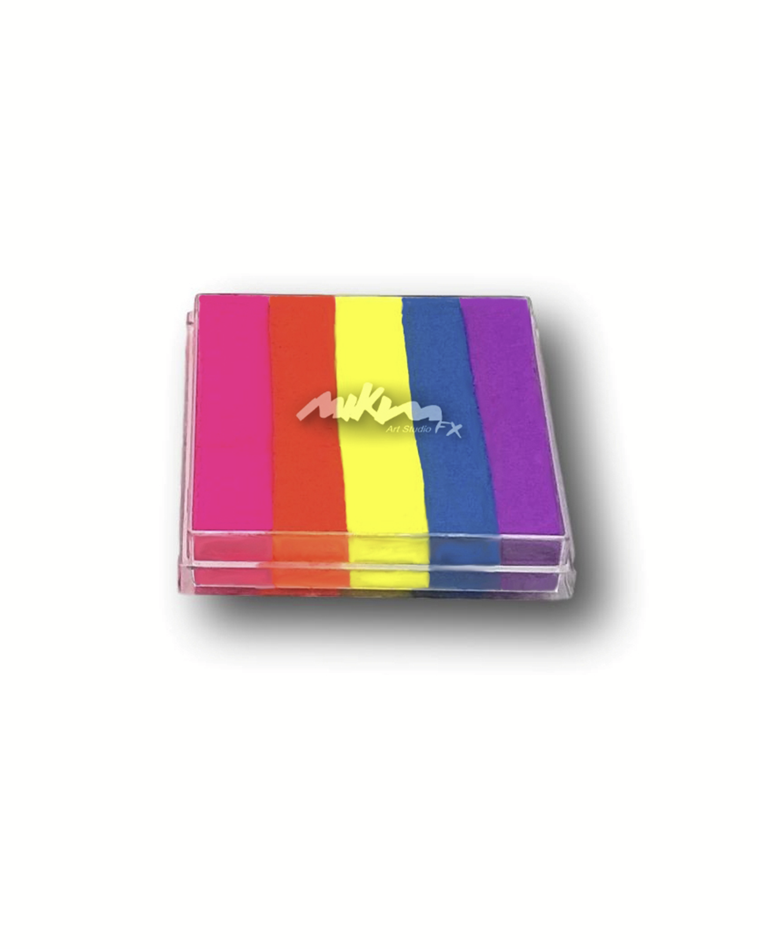 Splitstroke splitcake onestroke AQ Schmink regenboog MiKimFX BV uit Wielsbeke Ateljee G Kindergrime Glittertattoos Workshop Webshop uit Dendermonde